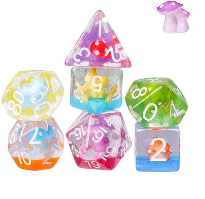 Lapi Toys - Polydice - Dobbelstenen dungeons dragons - Incl. dice bag - Resin - Meerkleurig