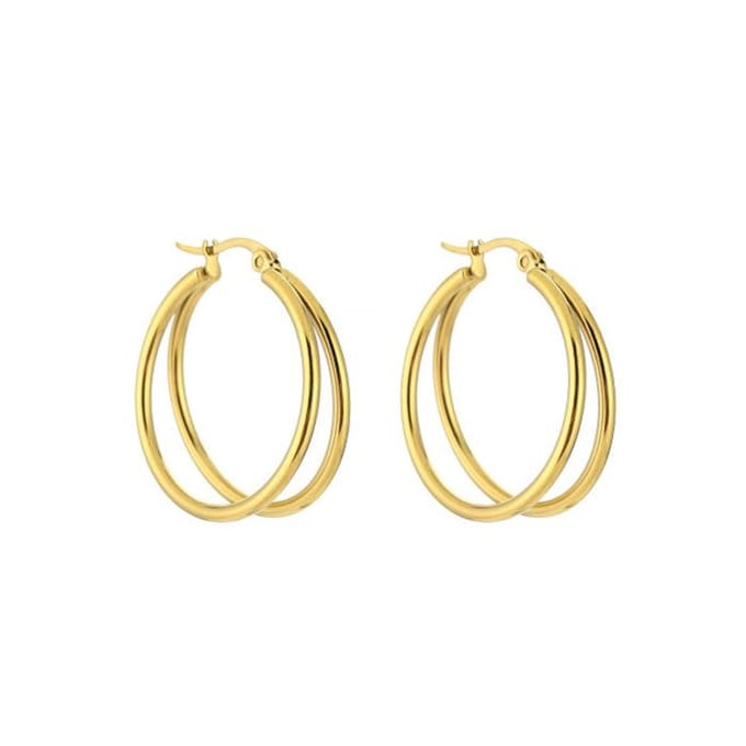 Bijoutheek Oorringen Dubbel Hoop Goud