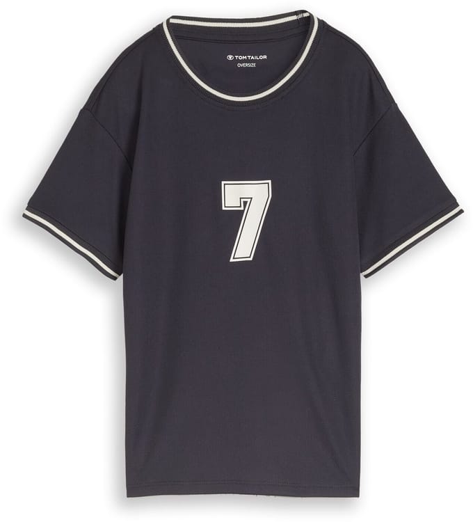 Tom Tailor - T-shirt met print op de rug - Maat 128/134 - coal grey