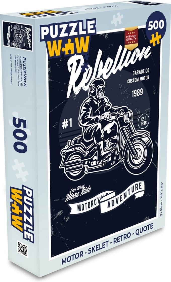 Puzzel Motor - Skelet - Retro - Quote - Legpuzzel - Puzzel 500 stukjes