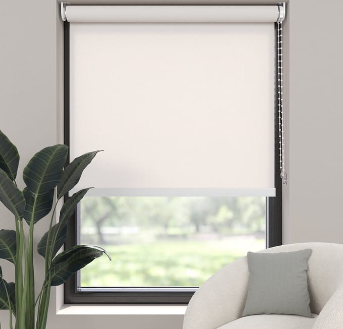 Dutchblinds Rolgordijn - lichtdoorlatend - Sneeuw Wit - 95x190cm - Raamdecoratie op maat