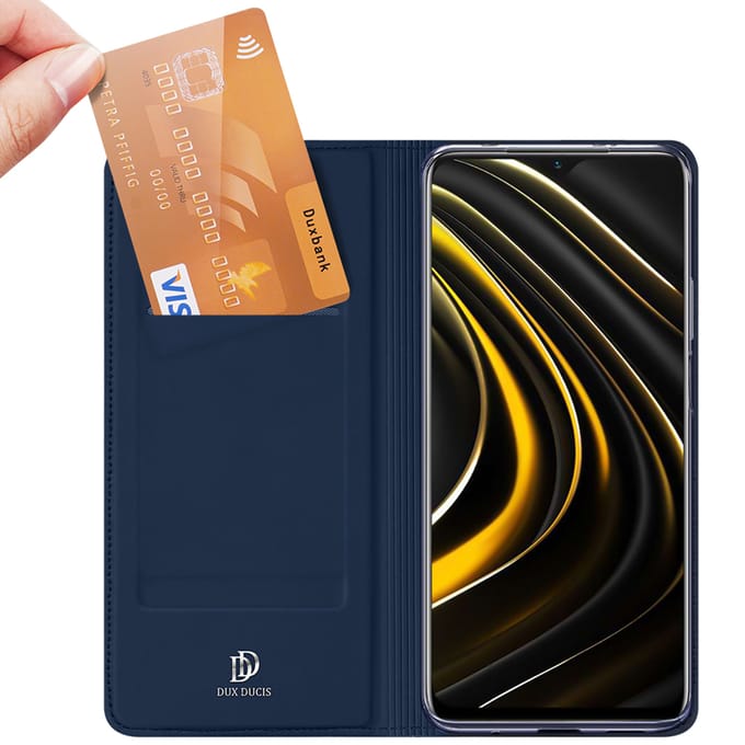 Dux Ducis Slim Softcase Bookcase voor de Xiaomi Poco M3 - Donkerblauw