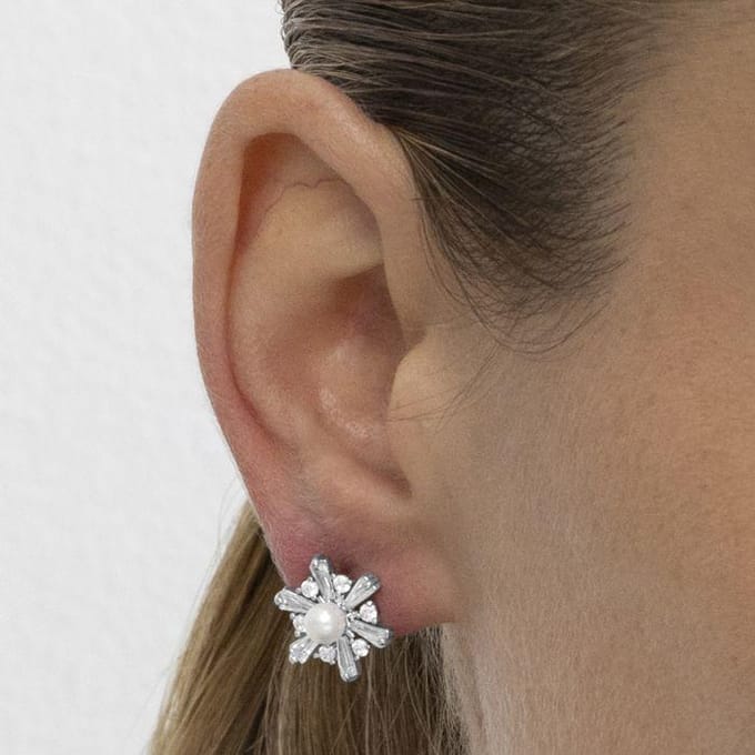 Luxenter oorbellen met witte parel zilver afwerking - Leth