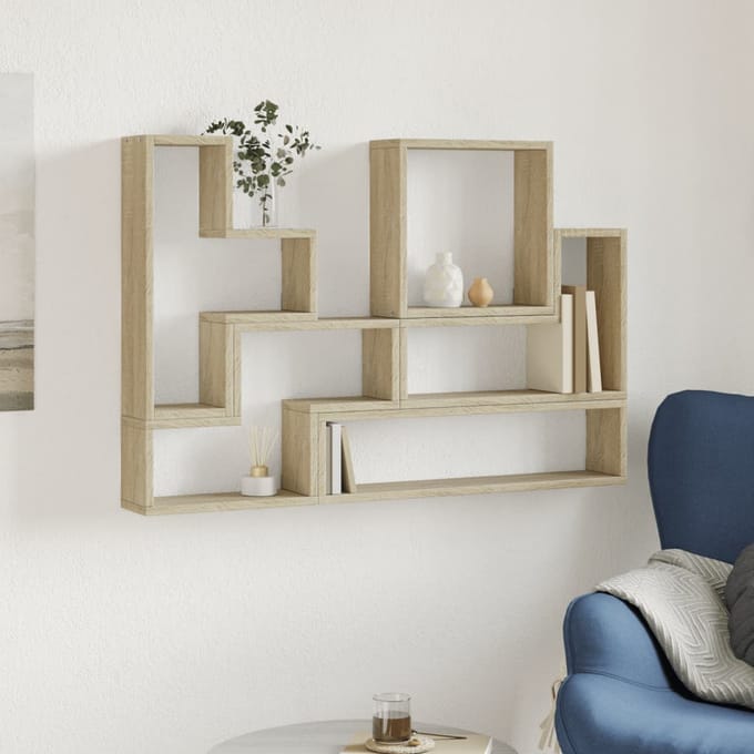 vidaXL - Wandschap - 96x12x64 - cm - bewerkt - hout - sonoma - eikenkleurig