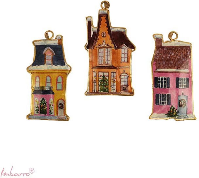 Imbarro - Decoratieve hangers 'Houses Aida' (Set van 3) - Kerst