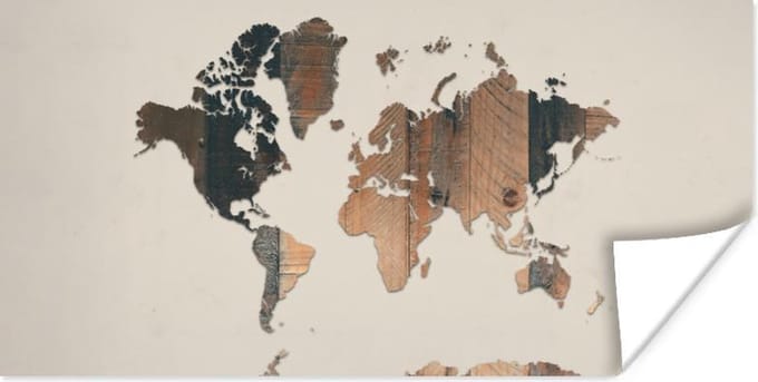 Wereldkaarten - Wereldkaart - Boom - Design - 160x80 cm