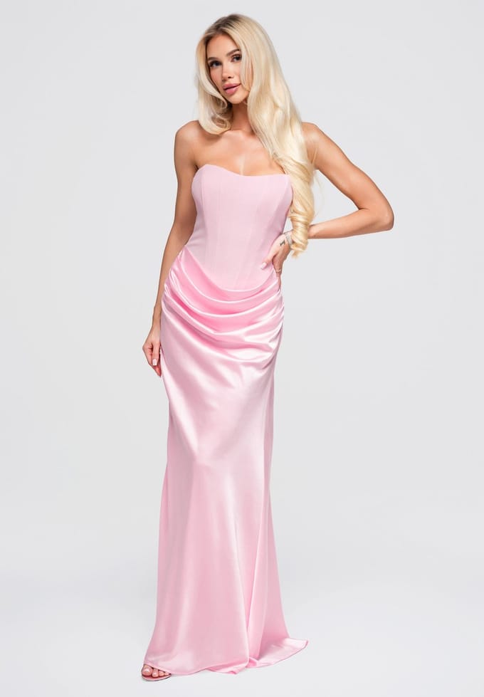 LARICA Jurk - Strapless - Rits - Effen Roze M