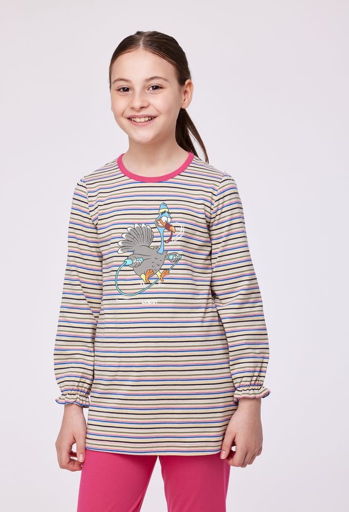 Woody Meisjes-Dames Pyjama multicolor streep - maat 6Y