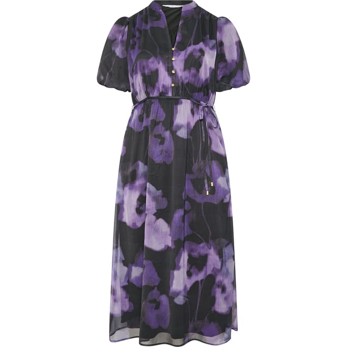 Yours London Curve Paarse Blousejurk Met Wazige Bloemenprint Size 46