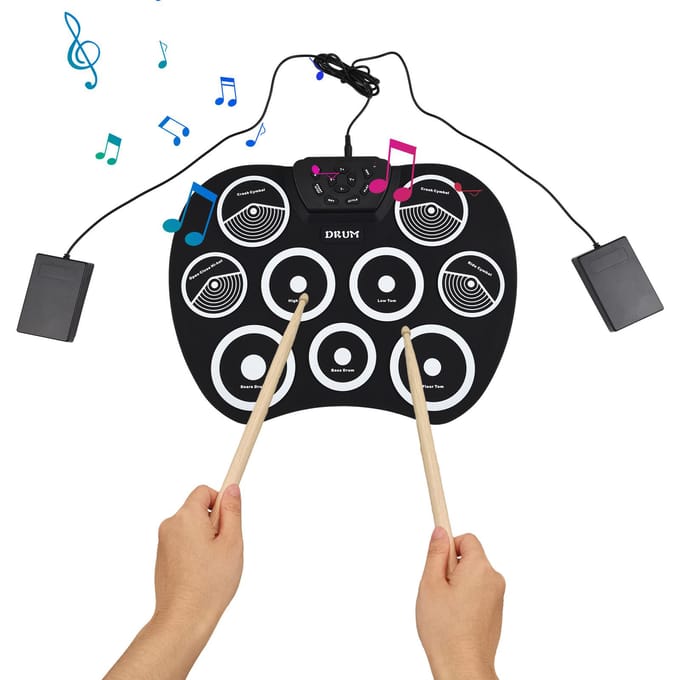 Elektronisch Drumstel Handrol Drumstel 9 Pads MIDI-interface Ondersteunt DTX-spellen zonder Luidspreker zwart