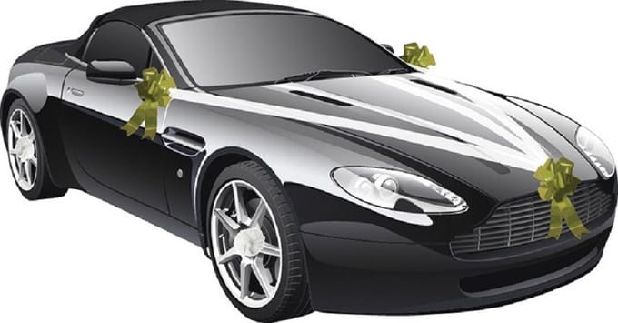 Chaks Trouwauto decoratie lint - wit/ goud - just married - bruiloft benodigdheden