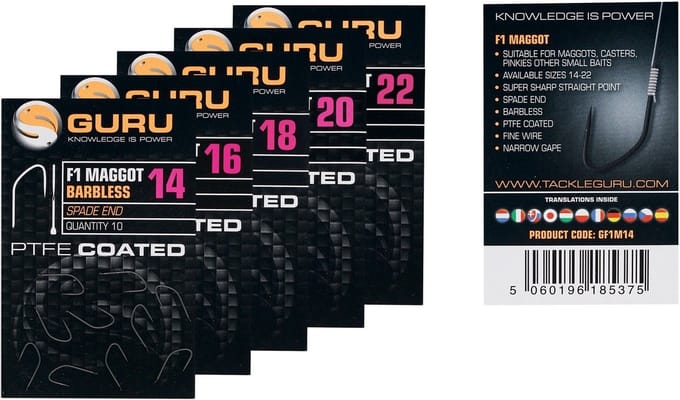Guru F1 Maggot Barbless Spade End (10 pcs) - Maat : 22