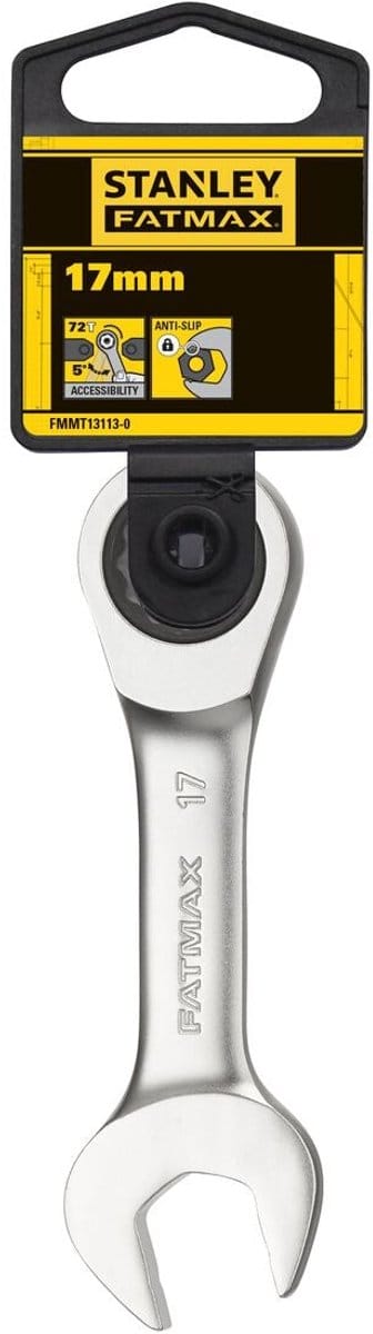 Stanley - FATMAX Stubby Ringsteeksleutel met ratel 17mm - Steeksleutel - Sleutelgereedschap - 1 Stuk(s)