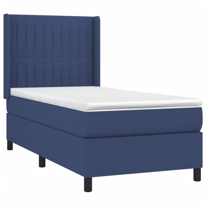 vidaXL - Boxspring - met - matras - stof - blauw - 90x200 - cm