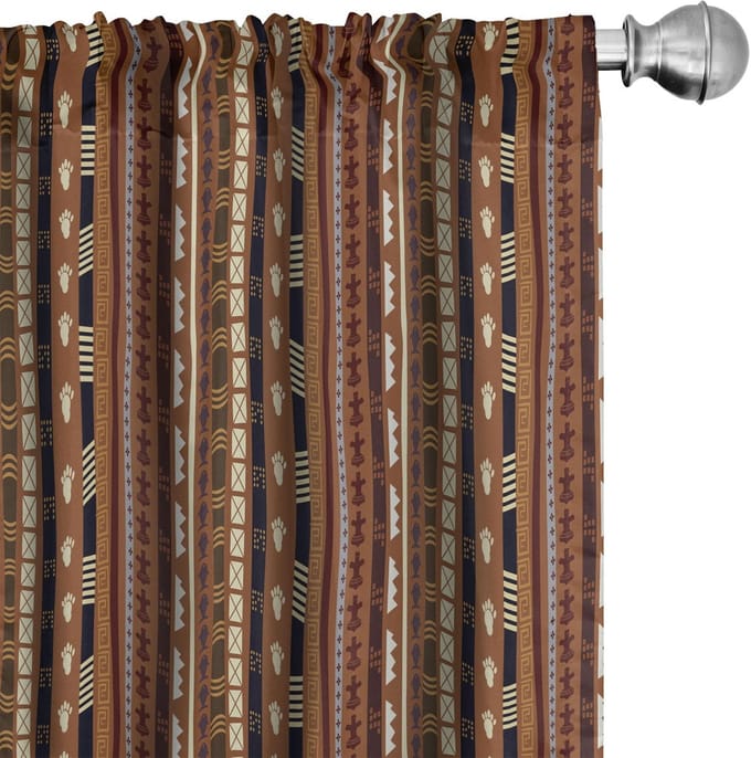 ABAKUHAUS Tribale Gordijnen – 2x75x225 cm – Multicolor – Microvezel