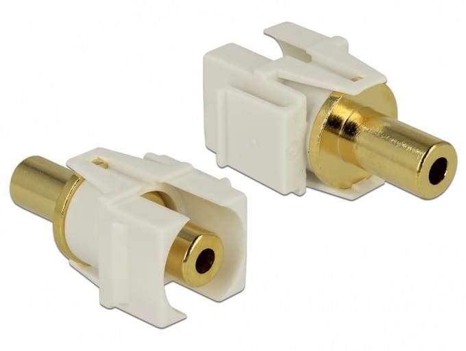 Keystone module 3,5mm Jack (v) - 3,5mm Jack (v) - 3-polig verguld / wit