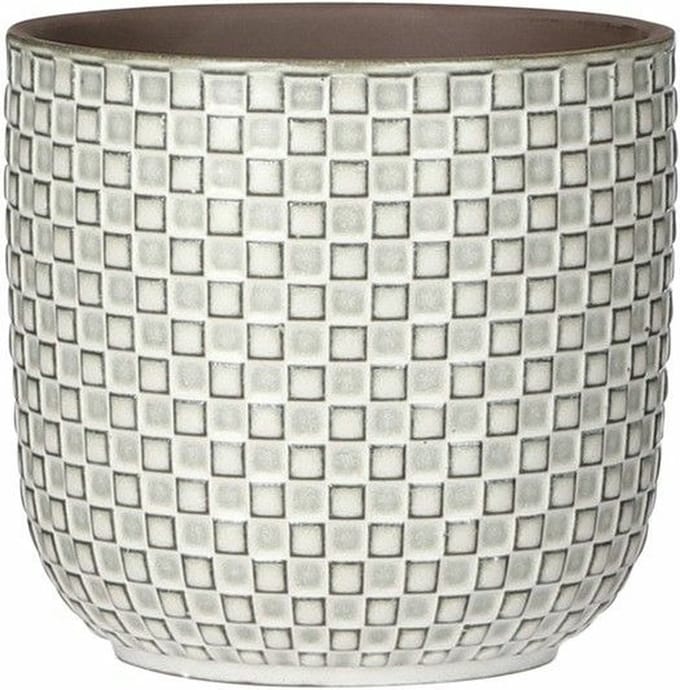 Mica Decorations - Plantenpot/bloempot - Keramiek wit - D13.5/H13 cm