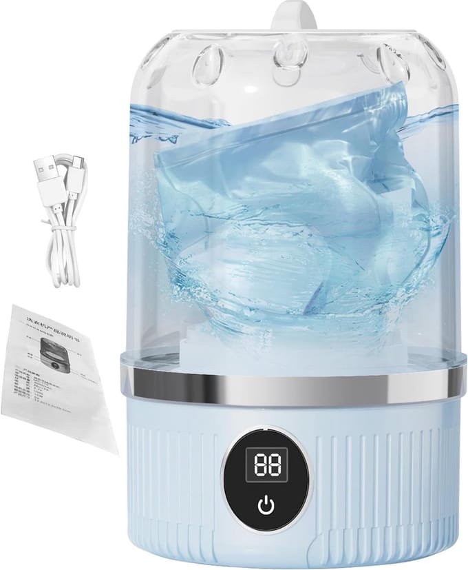 Compacte wasmachine - Draagbare wasmachine - Reisbenodigdheden - Energiezuinig 3 programma's - 215 x 135 x 215 cm