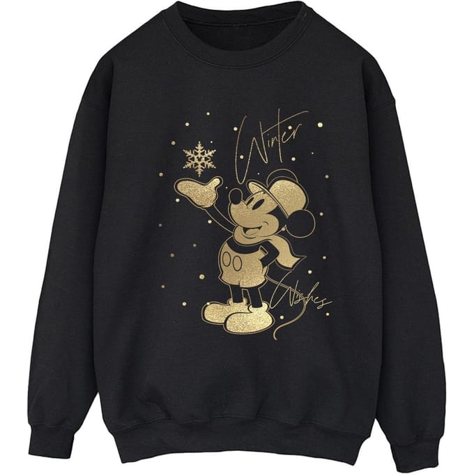 Disney Dames/Dames Winter Wishes Mickey Mouse Sweatshirt (Zwart)
