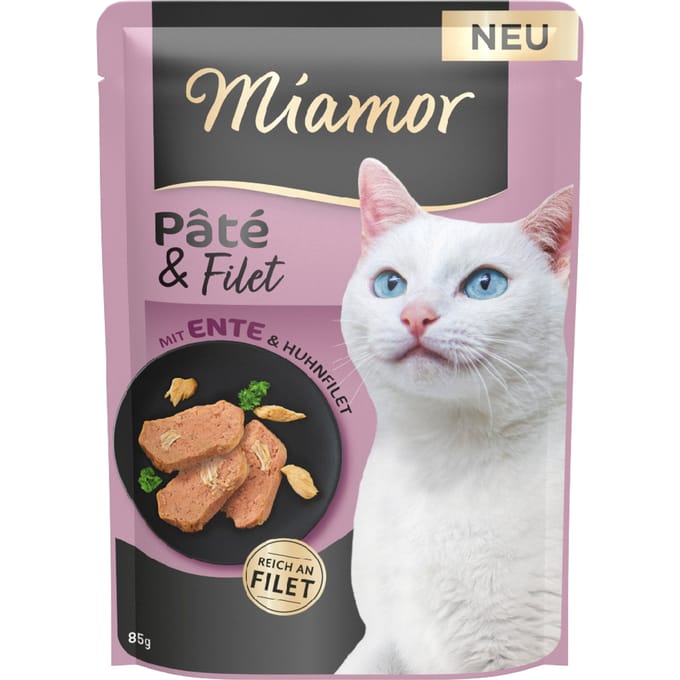 Voordeelpakket: 30x85g Miamor Pâté & Filet eend natvoer voor katten