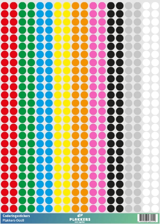 Coderingstickers 468 stuks 9 kleuren - Labelstickers