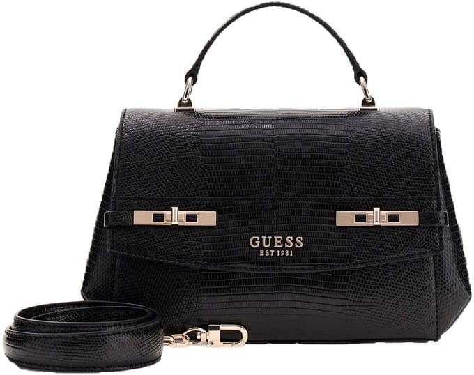 GUESS schoudertas handtas Melinda Top Handle Flap Bag Black zwart