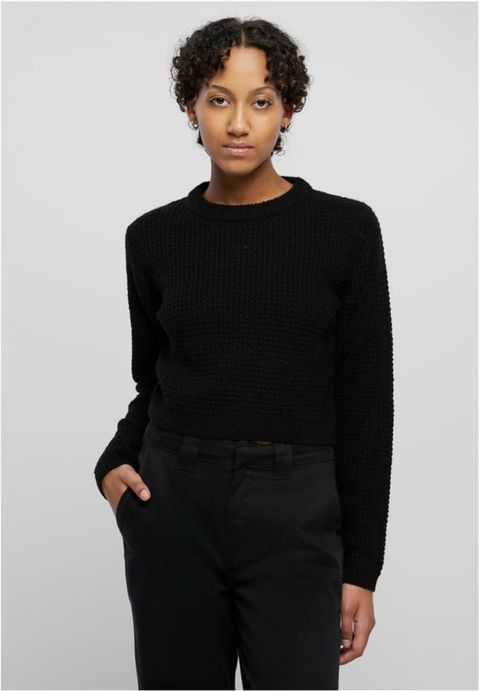 Urban Classics - Short waffle Sweater/trui - 5XL - Zwart