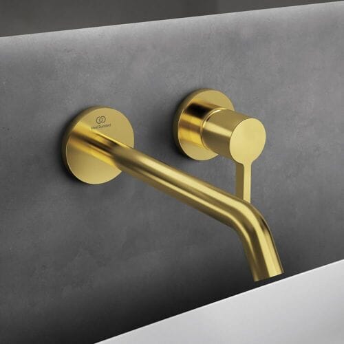 Ideal Standard wall-mounted basin mixer with round rosettes, spout 22 cm A7379A2