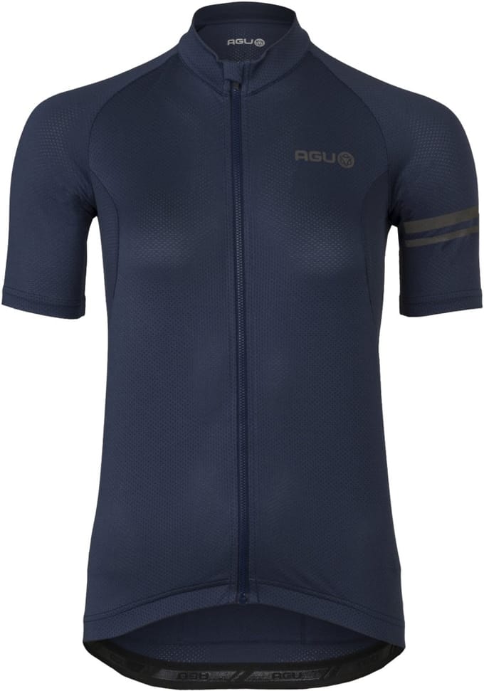 agu Core Fietsshirt Dames Korte Mouwen - Deep Blue - Drie achterzakken - YKK-rits over de hele lengte - Sneldrogend interlock