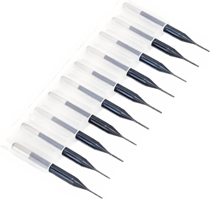 10-delige Freesbitset voor CNC, Spiralfrees, Carbide Coated Bits voor PCB Graveren en End Mill Bewerking