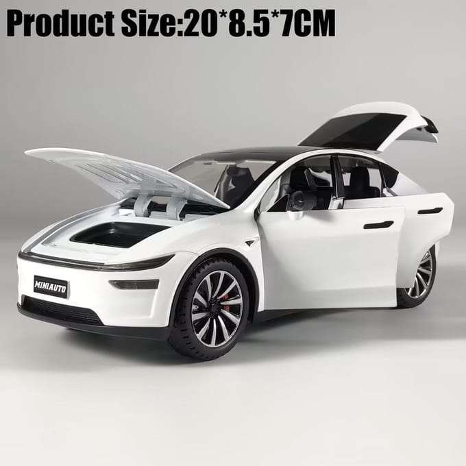 1:24 Model Y Facelift Off Road SUV Legering Metaal Diecast Modelauto Geluid & Licht Pull Back Kinder Speelgoed Verzamelingen Verjaardagscadeau white
