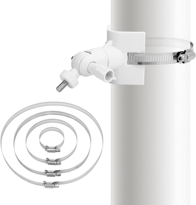Paalmontage Beugel - Camera Houder - Bevestiging Camera - Verstelbare Diameter - Ø50-200mm - Wit