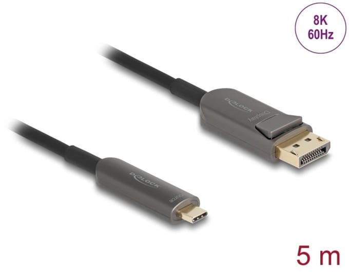 Delock Active Optical Cable USB Type-C™ to DisplayPort 8K 60 Hz 40 Gbps 5 m