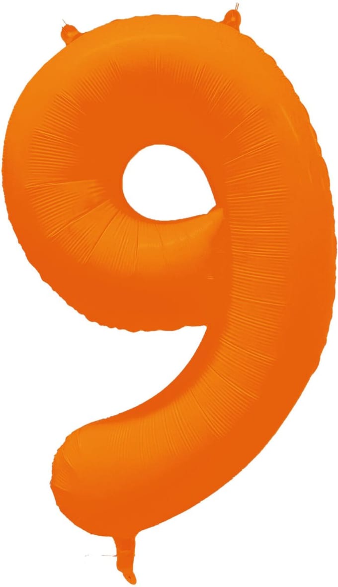 Riethmüller - Folieballon cijfer 9 - neon oranje - 86 cm