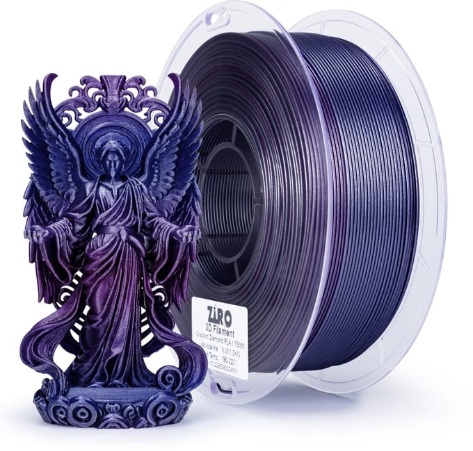 ZIRO Gradient Diamond PLA Filament 1.75mm – 1KG – Lilac Sparkle – Diamant Glinsterende Tweekleurige Satijnoverloop – 3D Printer Filament