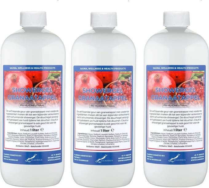 Claudius Douchegel Granaatappel 1 liter - set van 3 stuks - Showergel