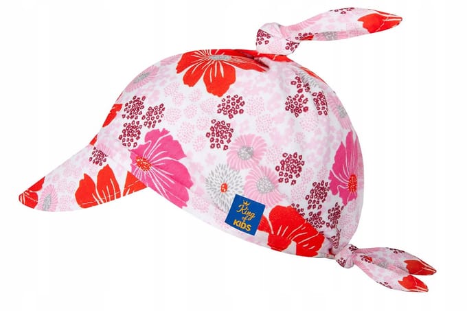 Baby Zonneklep Sjaaltje met Bloemendessin - Rood