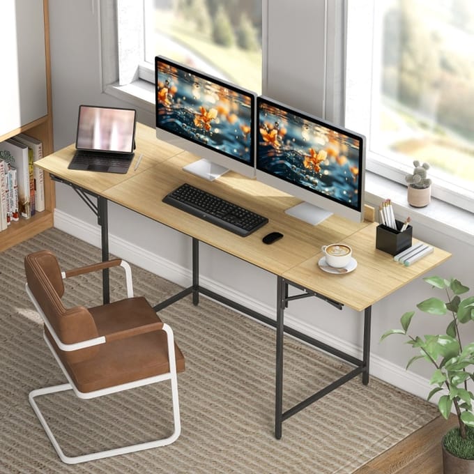 REDOM Ruimtebesparend Opklapbaar Bureau (100-170 cm) - Drop-Leaf Laptoptafel met Opstaande Rand - Industrieel Eiken/Zwart