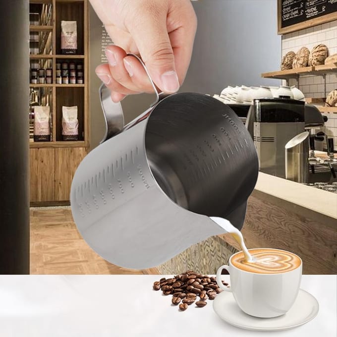 RVS Maatbeker Koffiekan Melkopschuimpot Espresso Latte Schenkkan(1000 ml) white