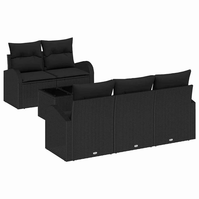 vidaXL - Tuinbank - Set - 6 - st - Zwart - poly - rattan