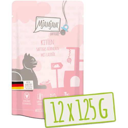 MjAMjAM - Quetschie - Kitten - Sappige kip met wilde zalm 12 x 125 g