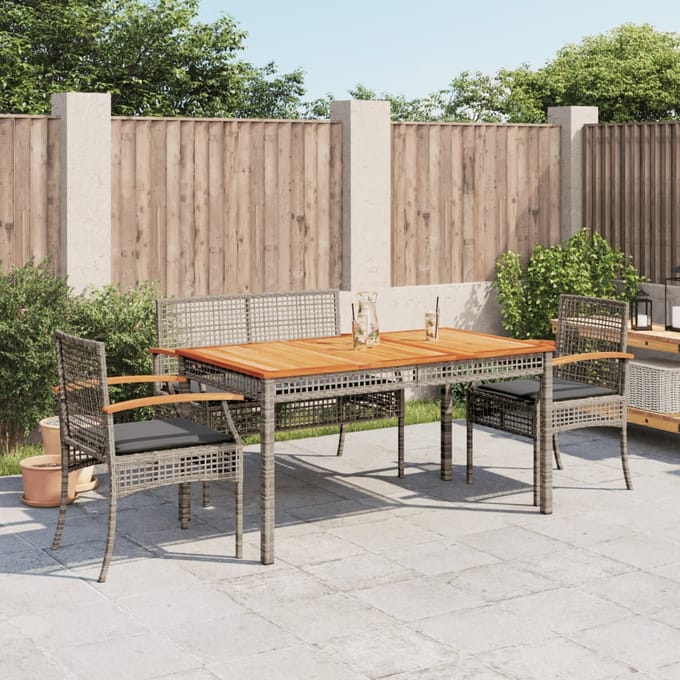 vidaXL - 4-delige - Tuinset - met - kussens - poly - rattan - grijs