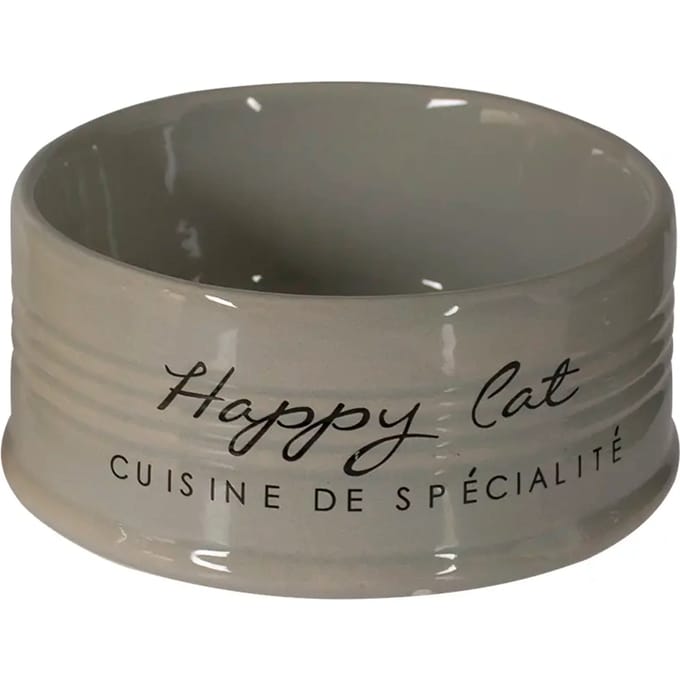 Dubbele eetkom stone happy cat Antraciet 26x13x5,5cm