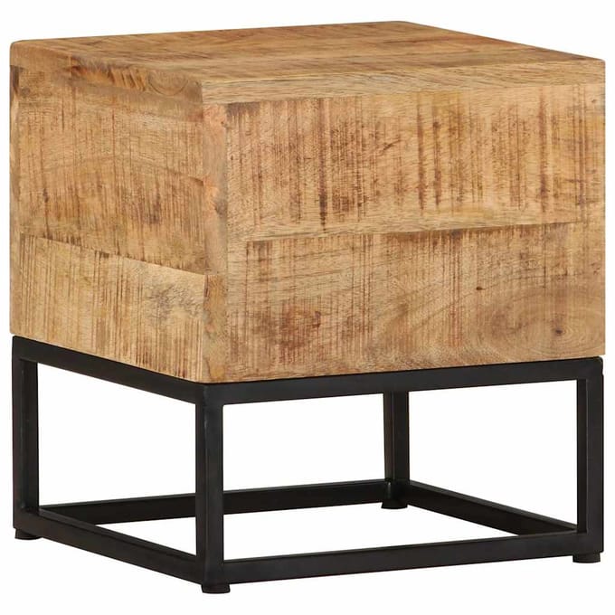 vidaXL - Bijzettafel - 30x30x33 - cm - ruw - mangohout