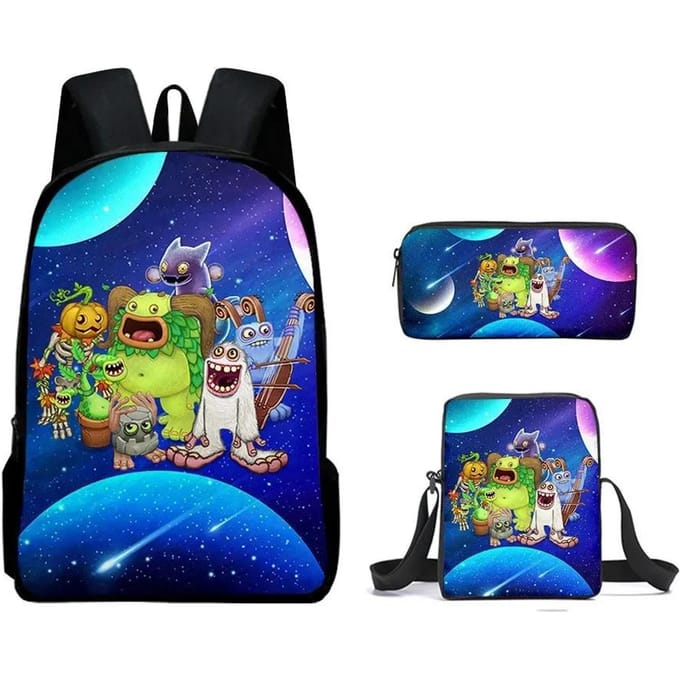 Singing Monsters Schooltas Rugzak Lunchtas Etui Set Cadeau voor Kinderen Studenten