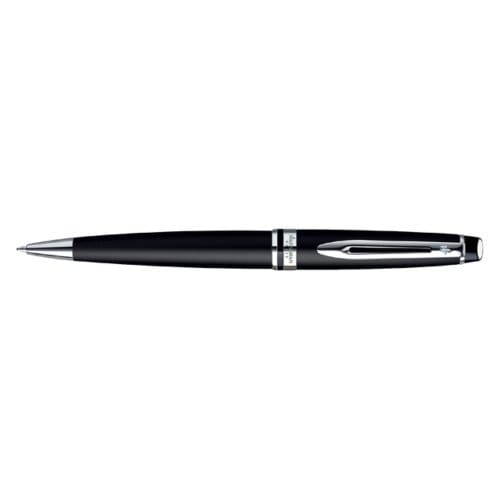 Waterman Expert-balpen | Matzwart met chromen rand | Medium punt | Blauwe inkt | met geschenkdoos