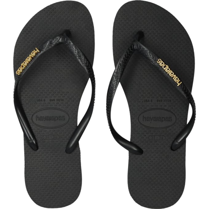 Havaianas Slim Logo Metallic Slippers - Zwart - Goud
