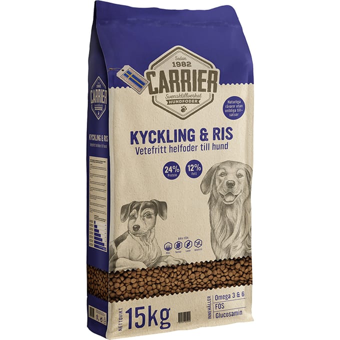 15 kg Carrier Kip & Rijst Hondenvoer Droog