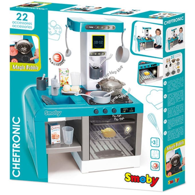 Smoby Speelkeuken Met Licht En Geluid + 22 Accessoires Blauw/Wit