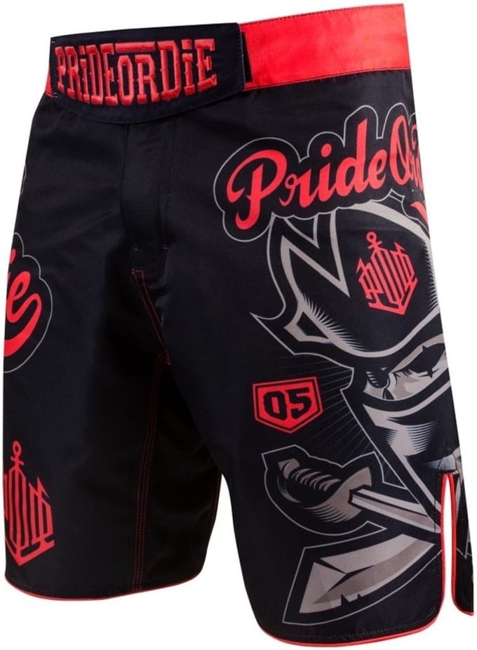 PRIDEorDIE Fightshorts No Rules Zwart Rood - XL - Jeans Maat 36